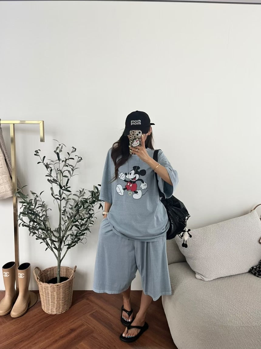 MICKEY 洗水Tee (set裝可另購洗水闊腳短褲)
