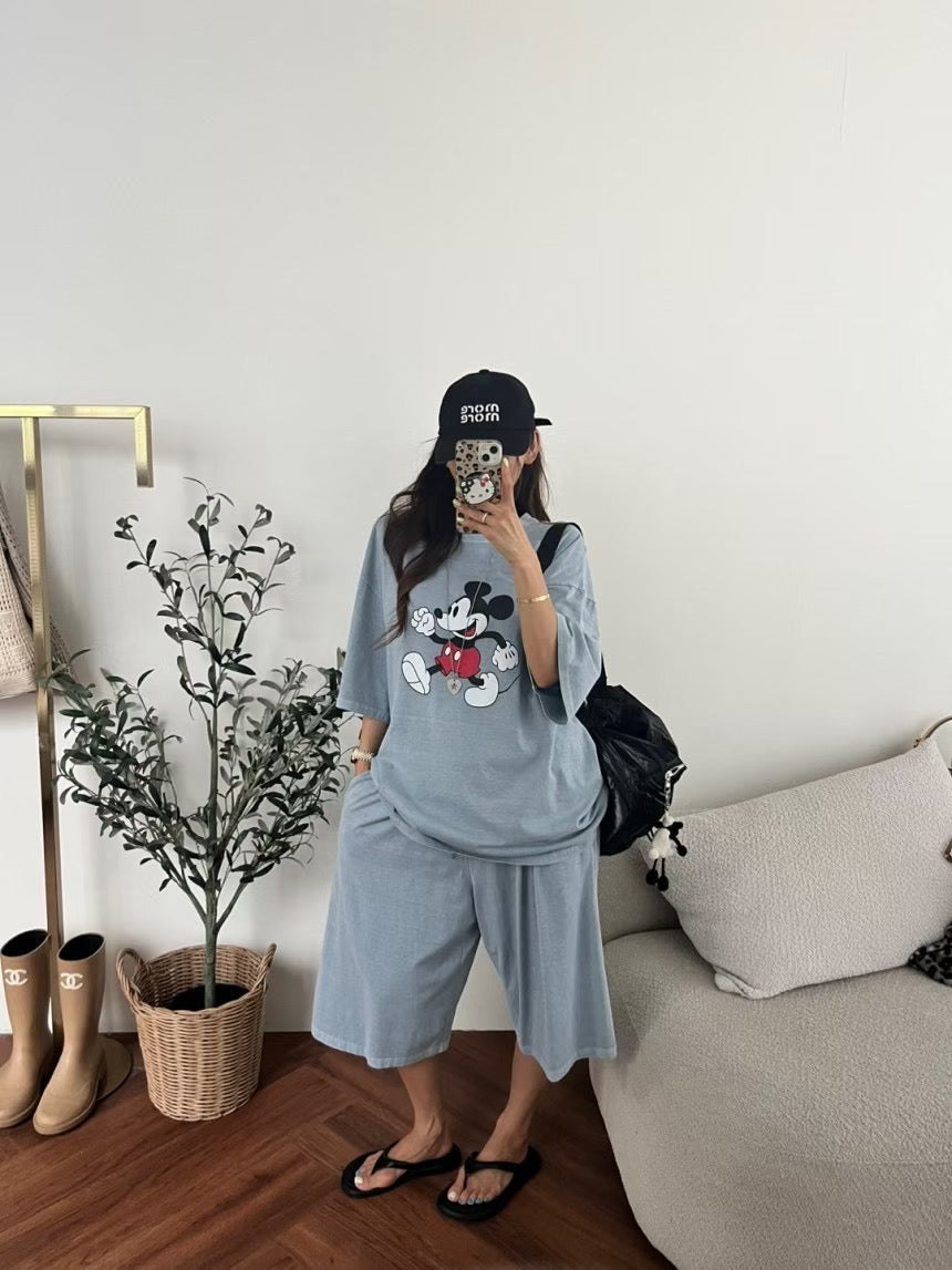 MICKEY 洗水Tee (set裝可另購洗水闊腳短褲)