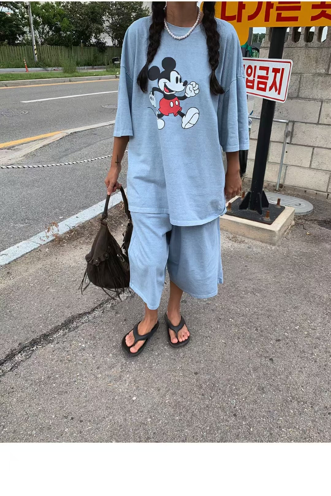 MICKEY 洗水Tee (set裝可另購洗水闊腳短褲)