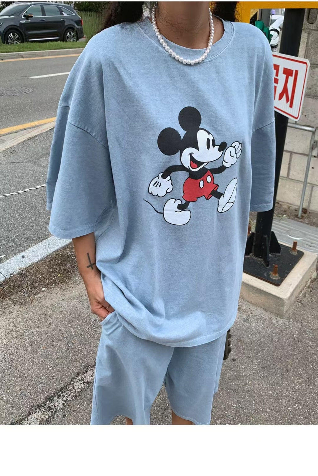 MICKEY 洗水Tee (set裝可另購洗水闊腳短褲)