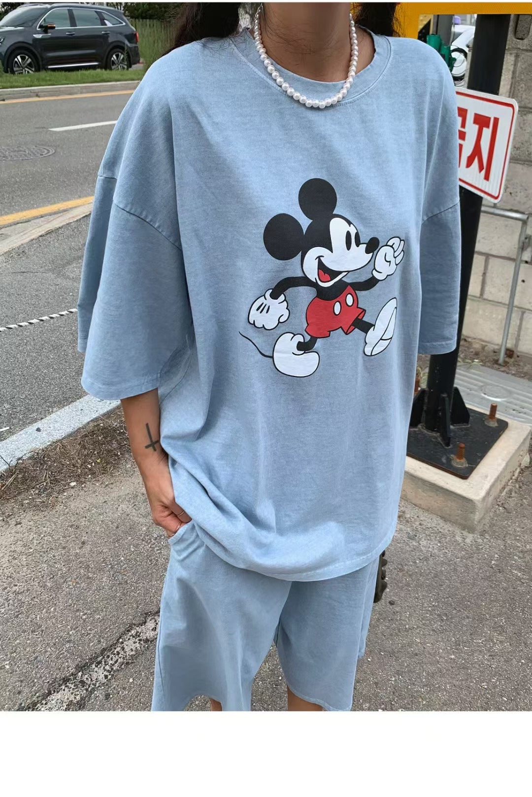 MICKEY 洗水Tee (set裝可另購洗水闊腳短褲)