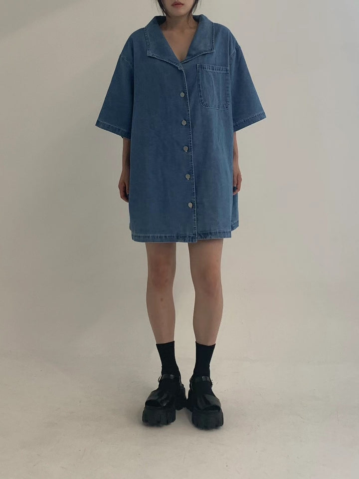 denim long shirt dress