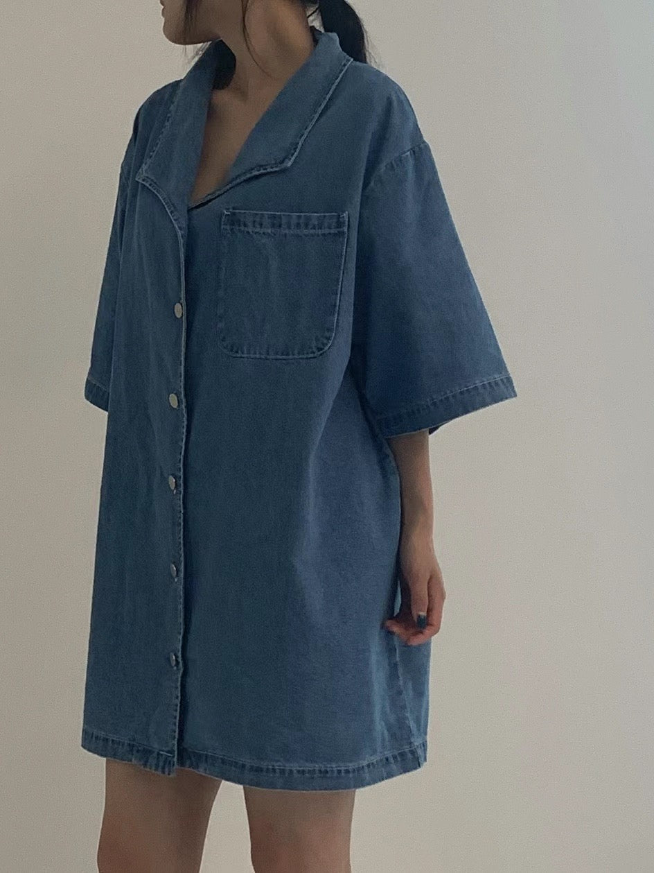 denim long shirt dress