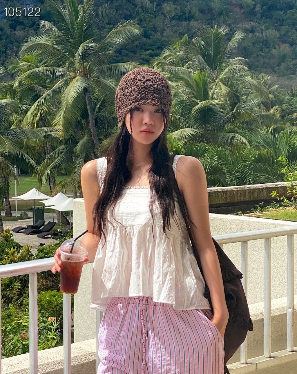 半通花針織帽