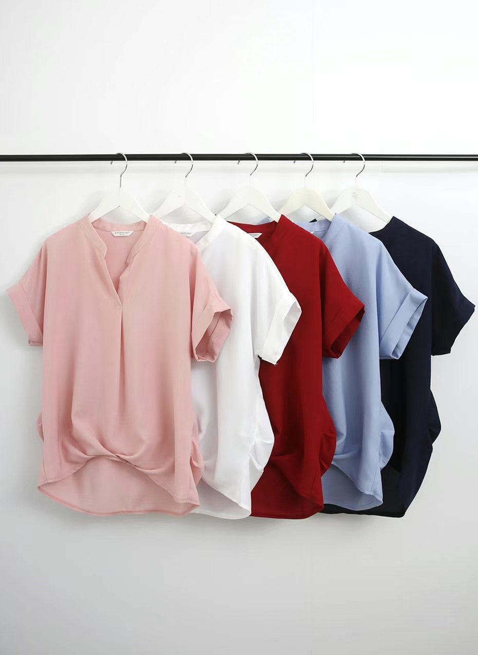 Short front and long back V-neck Tee