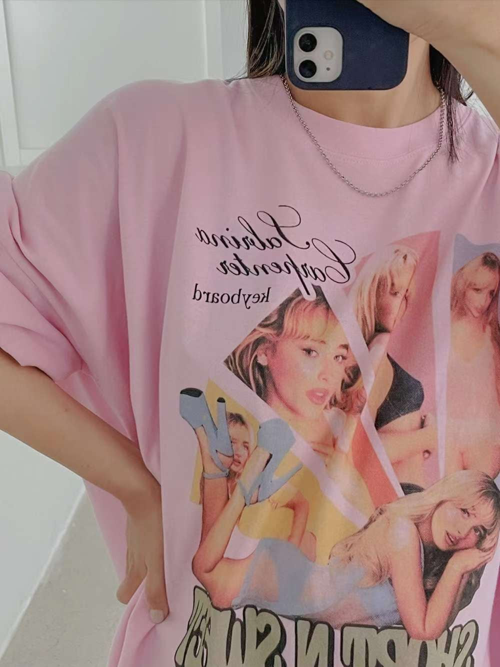 女人print長Tee