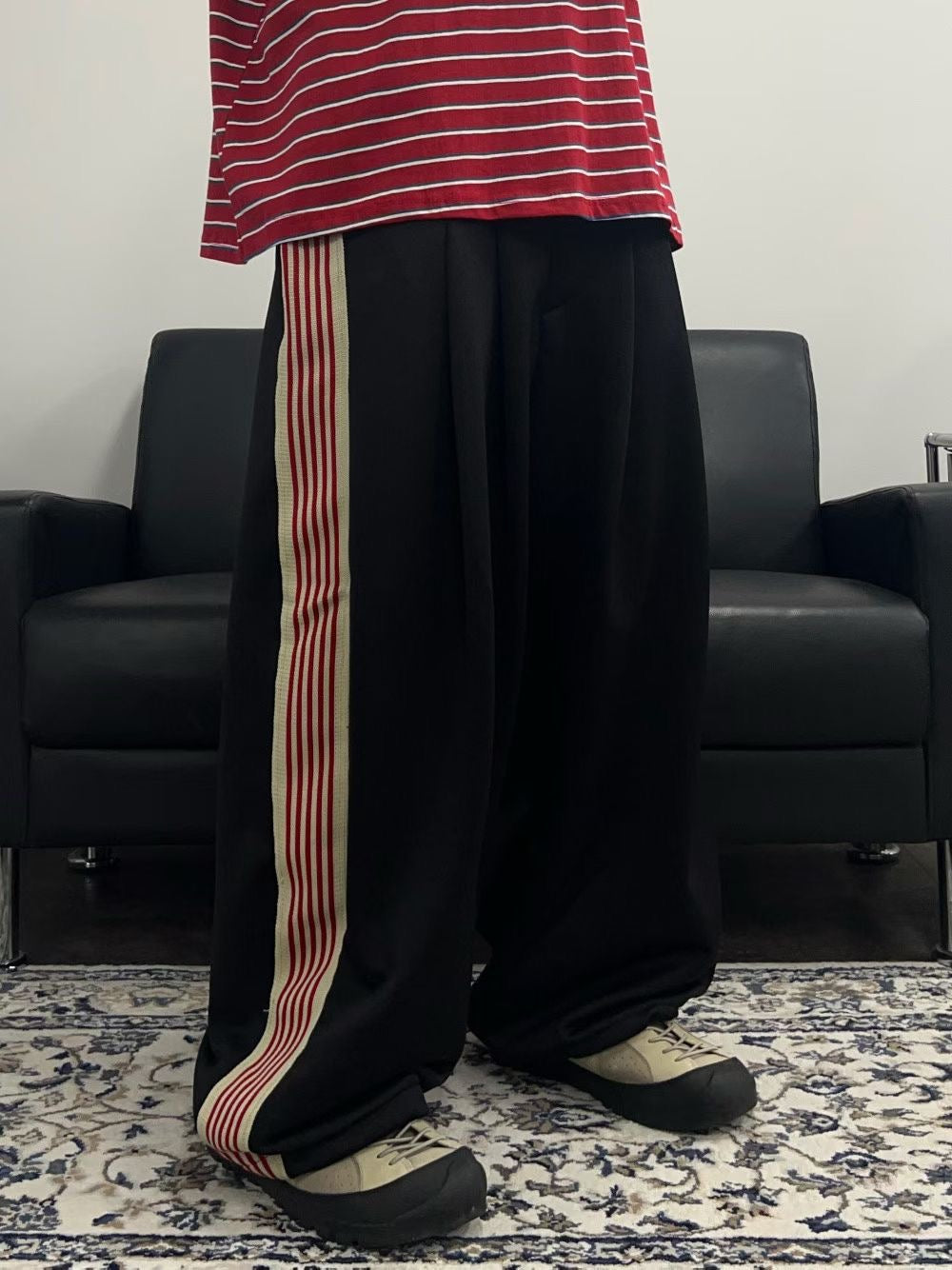 兩側拚間布褲