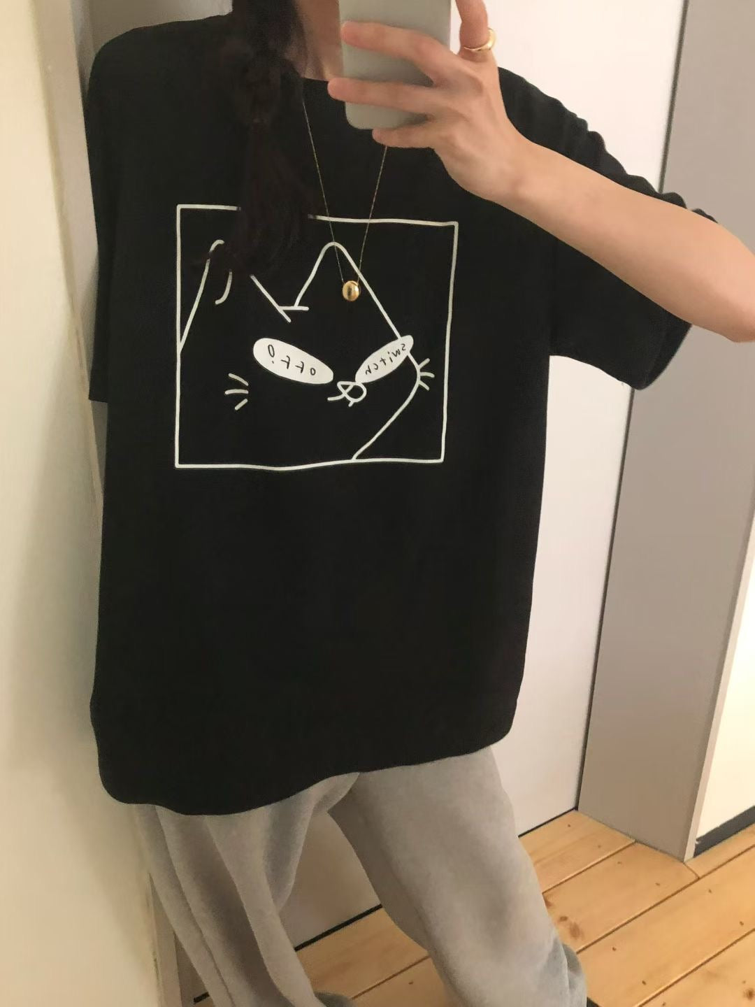 “switch off”貓Tee