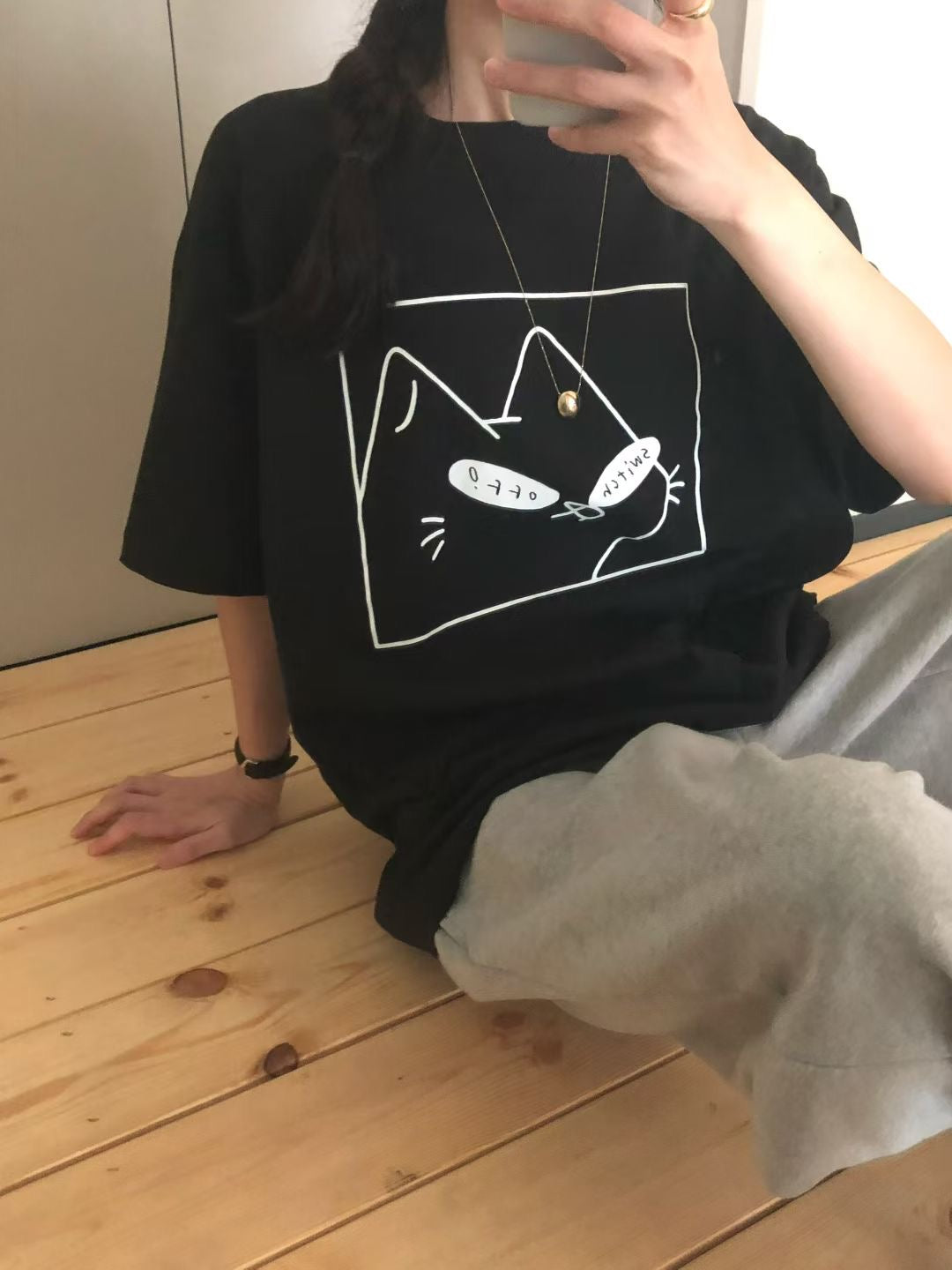 “switch off”貓Tee