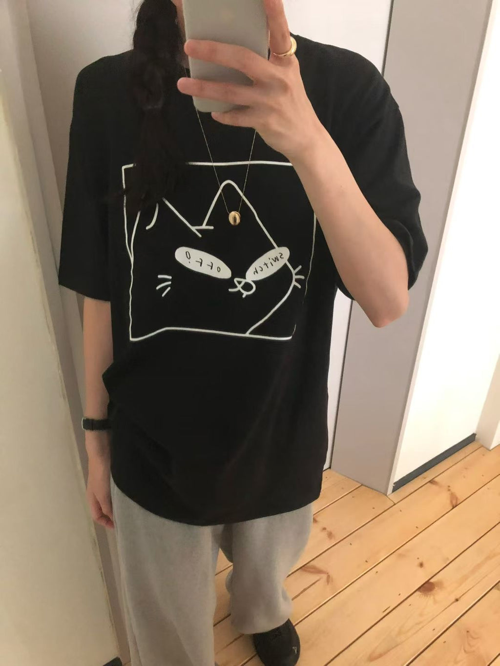“switch off”貓Tee