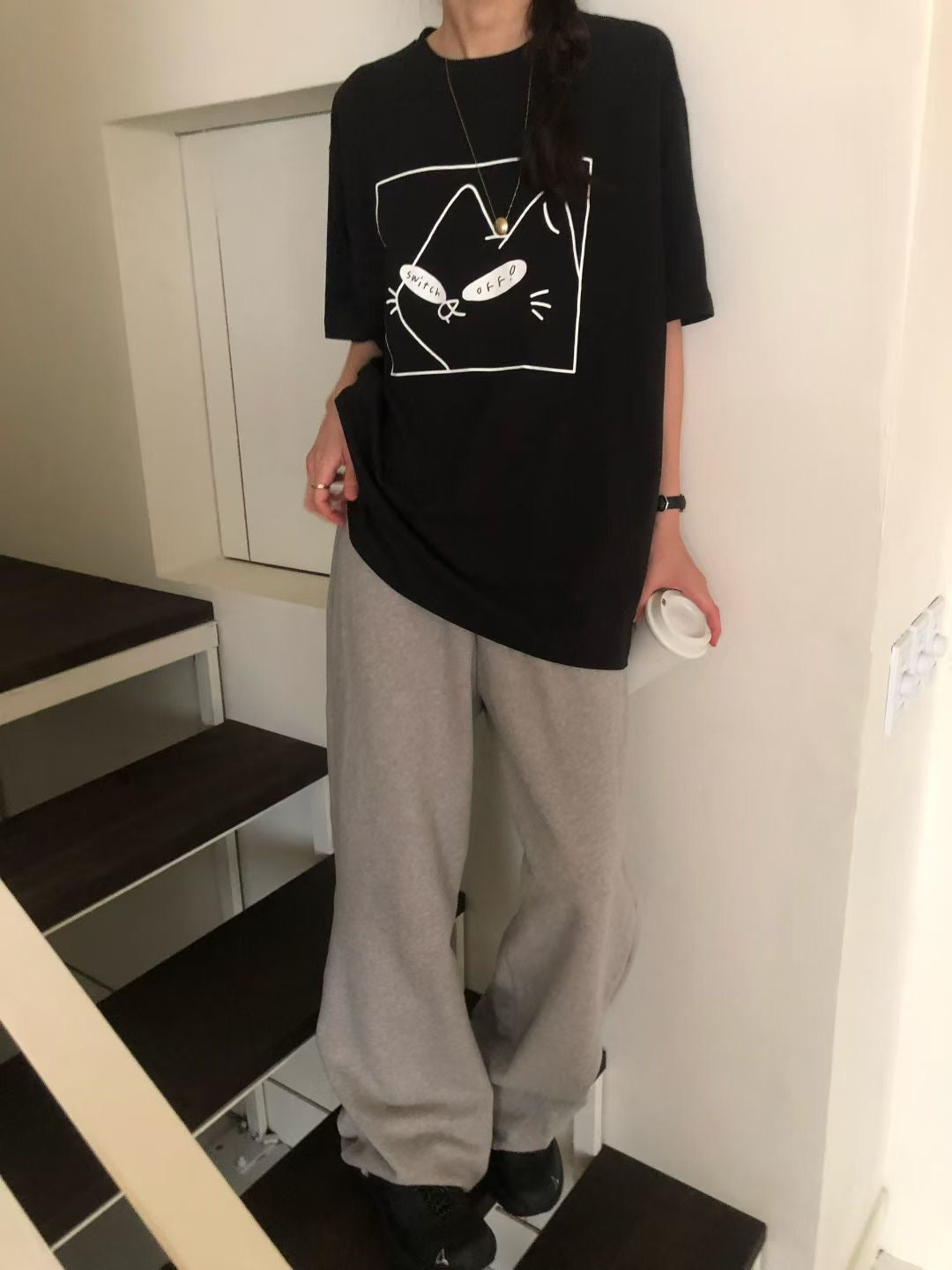 “switch off”貓Tee