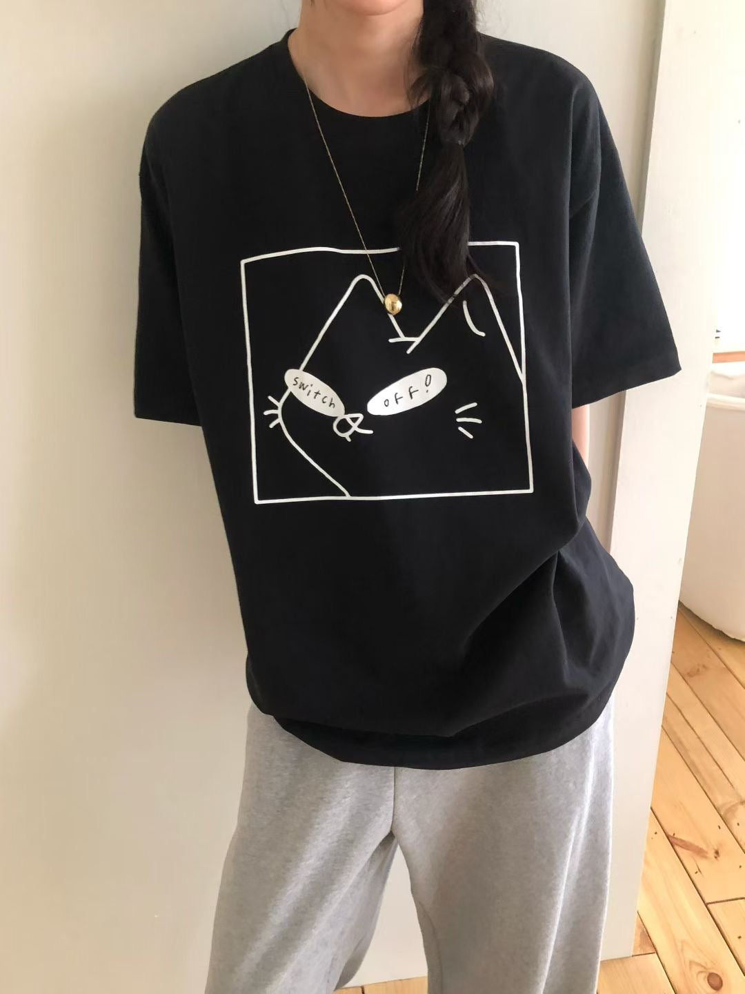 “switch off”貓Tee