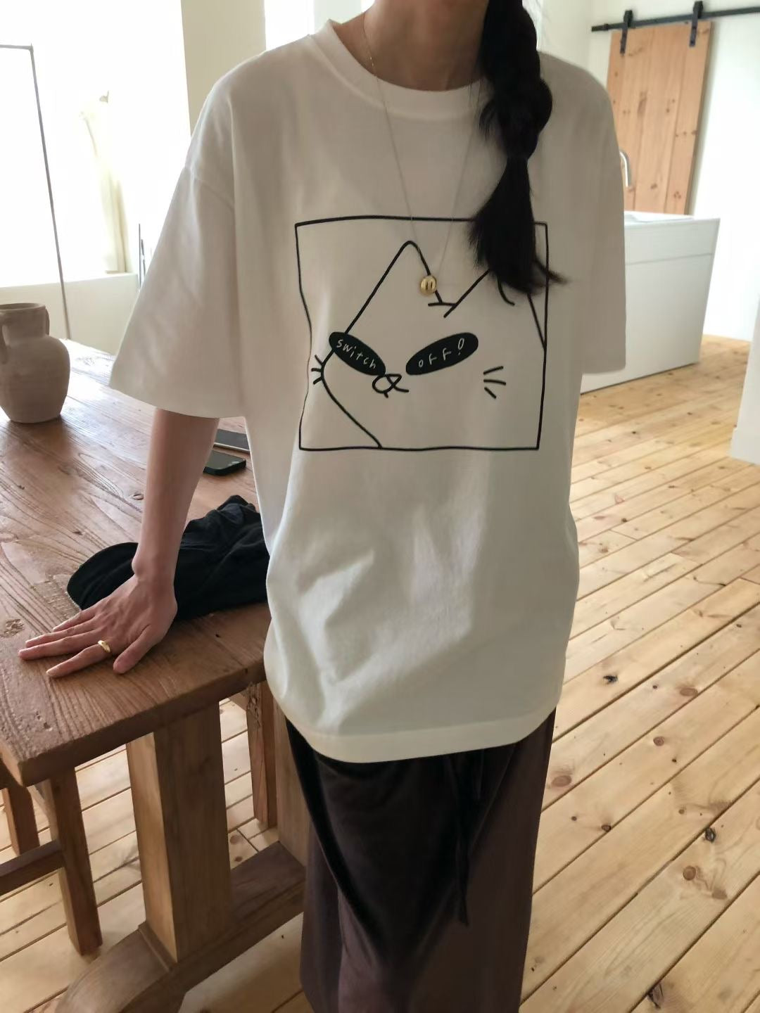 “switch off”貓Tee