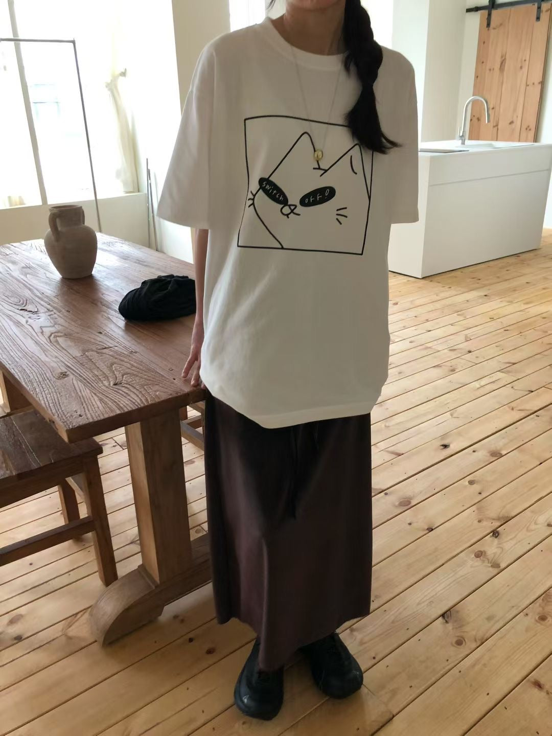 “switch off”貓Tee