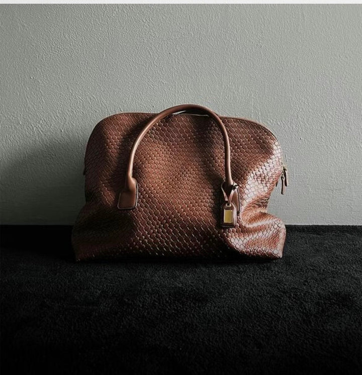 PU woven leather bag