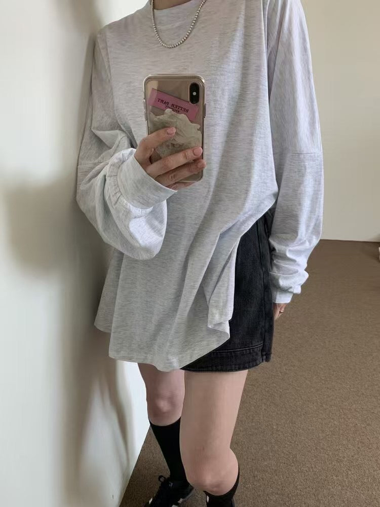 束袖淨色長Tee
