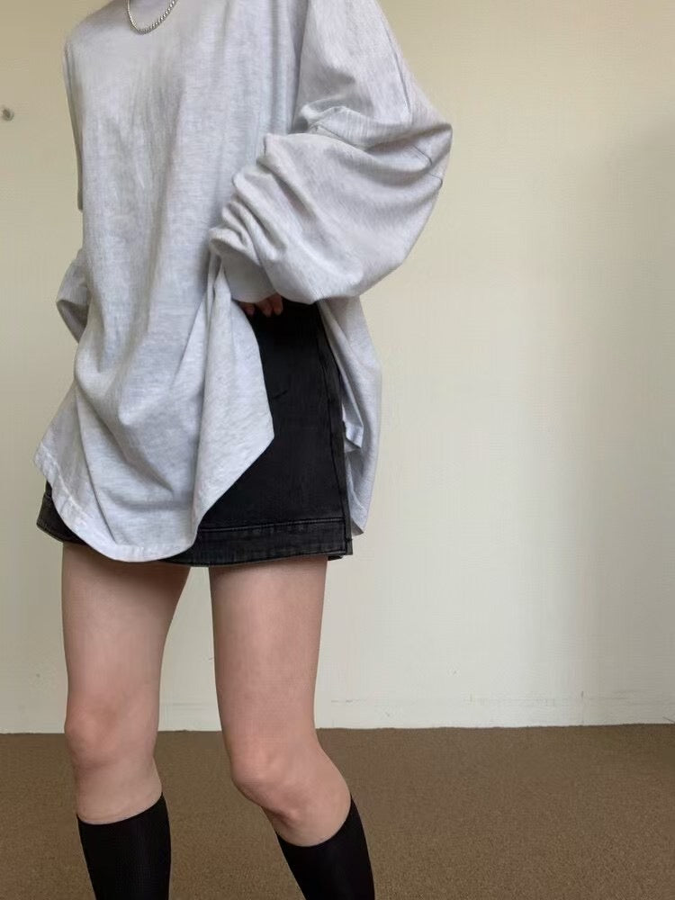 束袖淨色長Tee