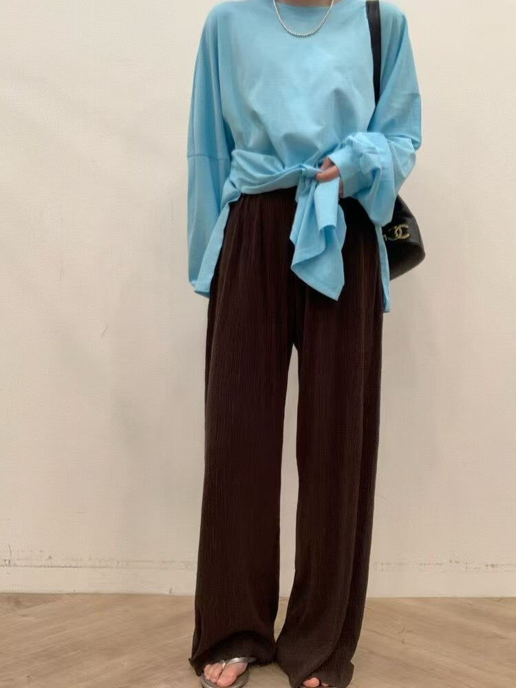 束袖淨色長Tee