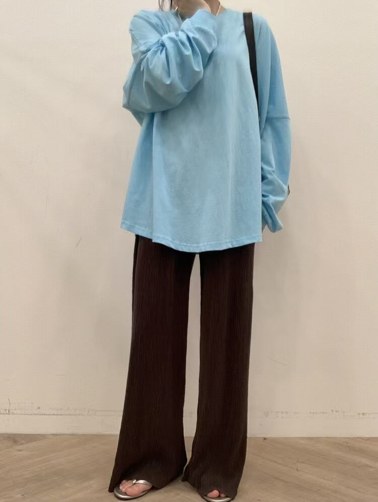 束袖淨色長Tee