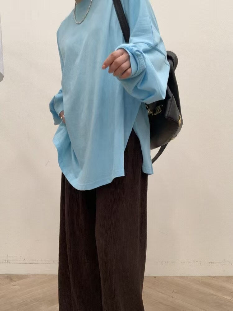 束袖淨色長Tee