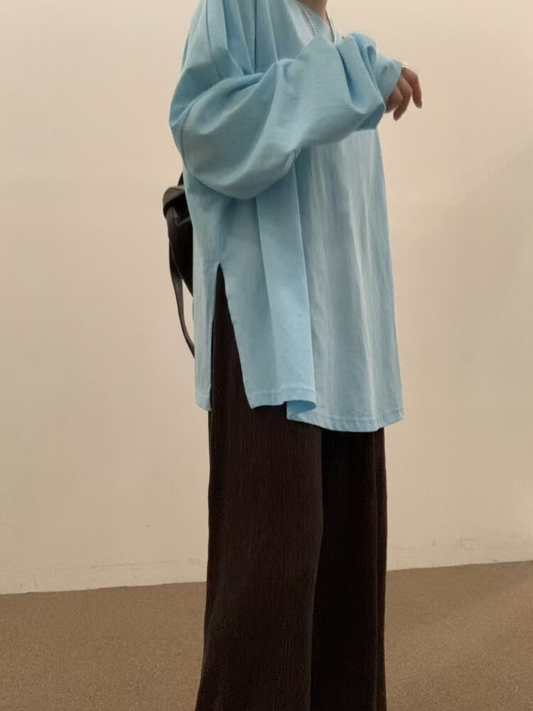 束袖淨色長Tee