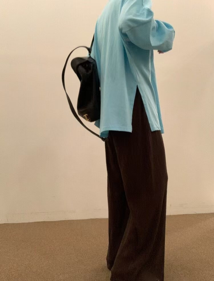 束袖淨色長Tee