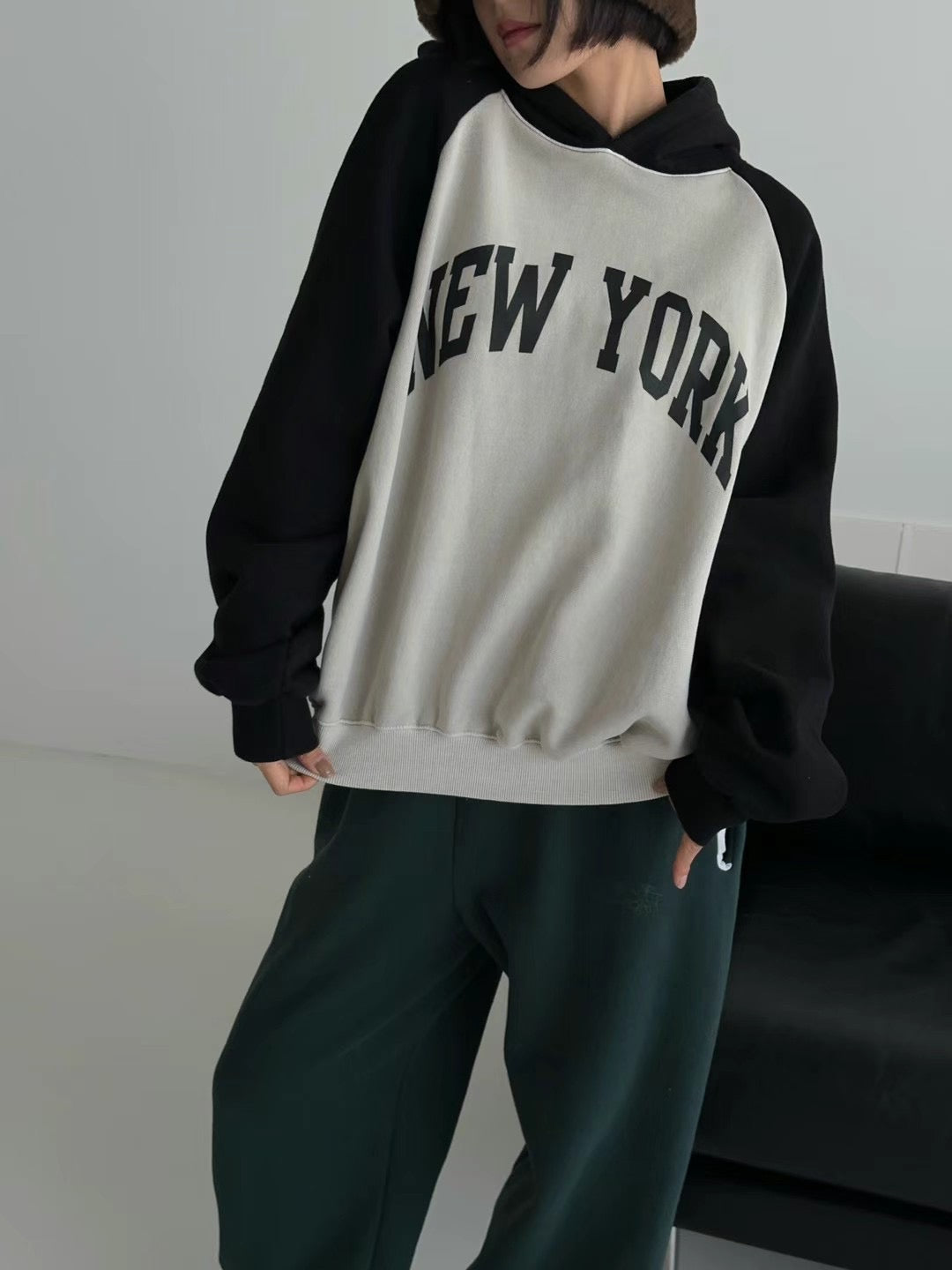 New York horn-shirt hooded sweatshirt