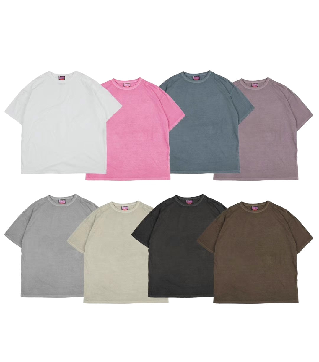 Washed solid color short-sleeved Tee