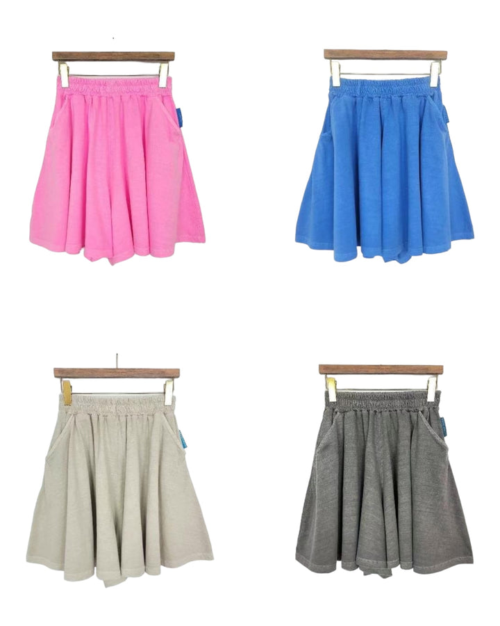 Washed short culottes (the "MARYLAND" washed short Tee can be purchased separately for the set)