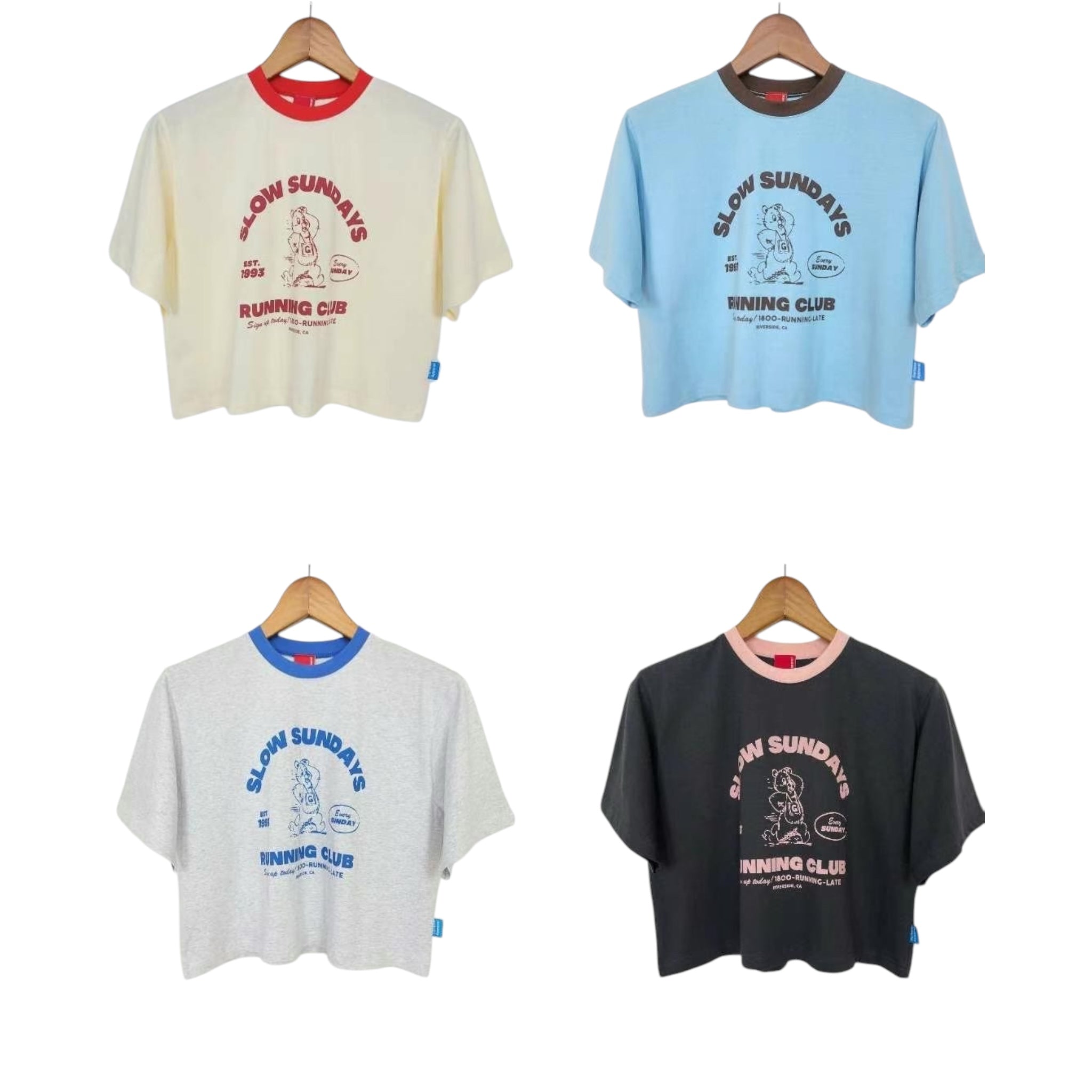 “Slow Sunday”拼色短Tee