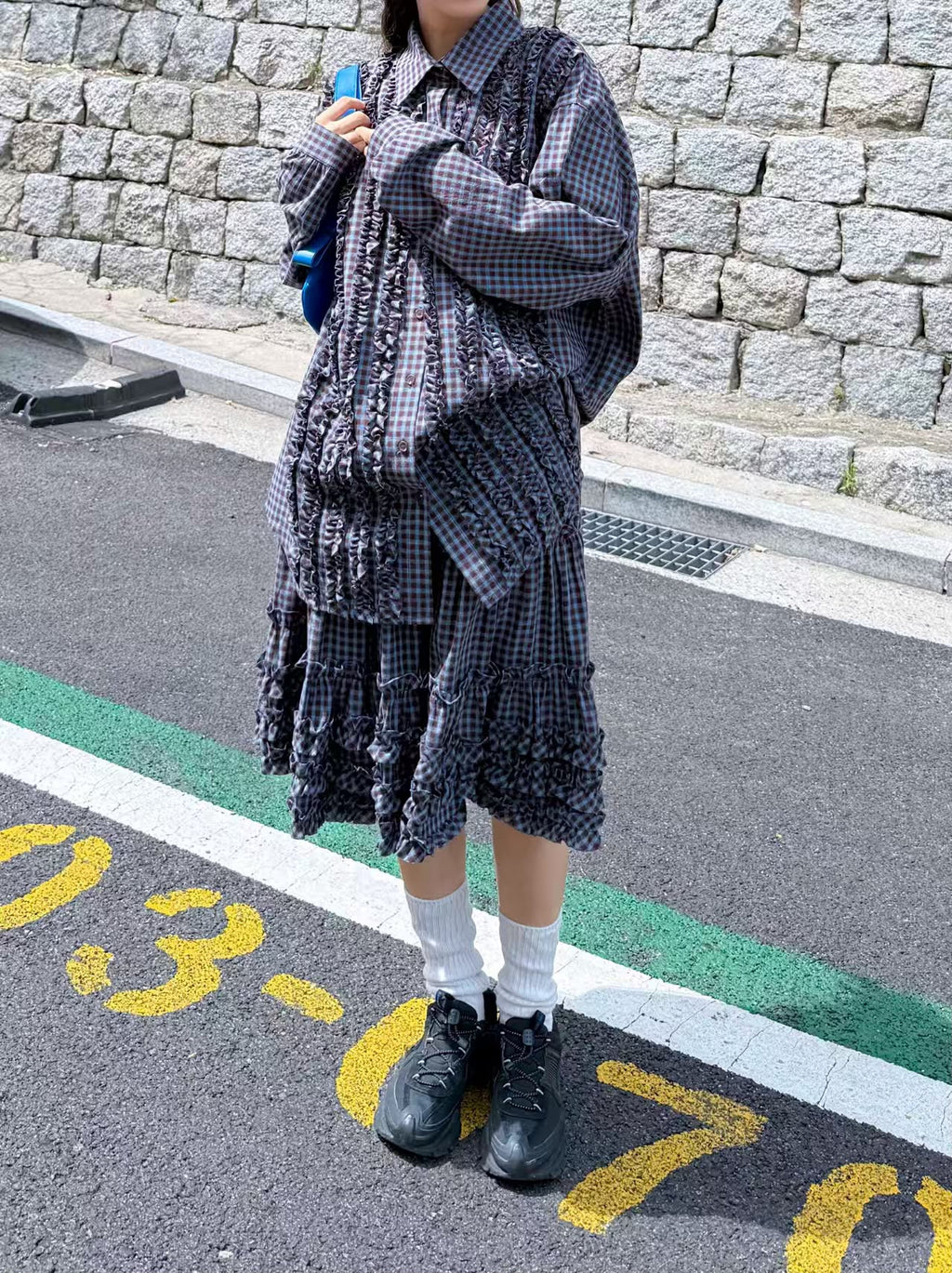 細格長裙