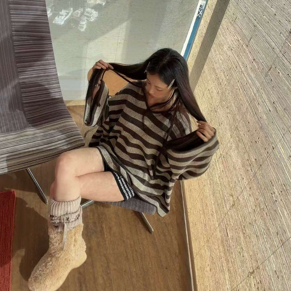 橫間有帽長冷連身裙