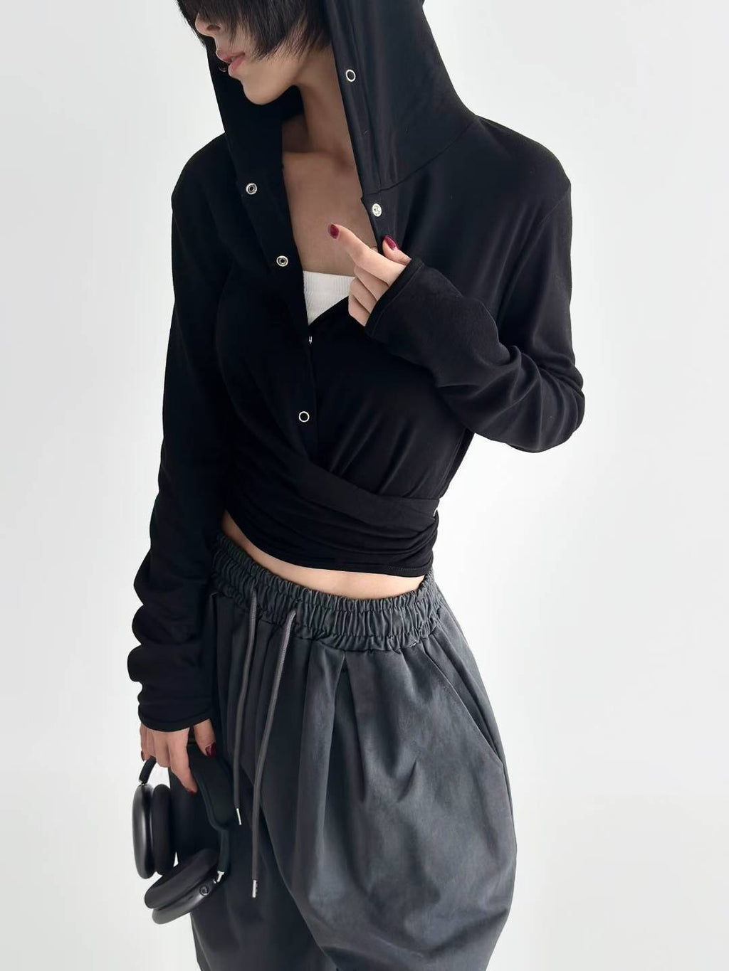 啪鈕綁腳有帽衫