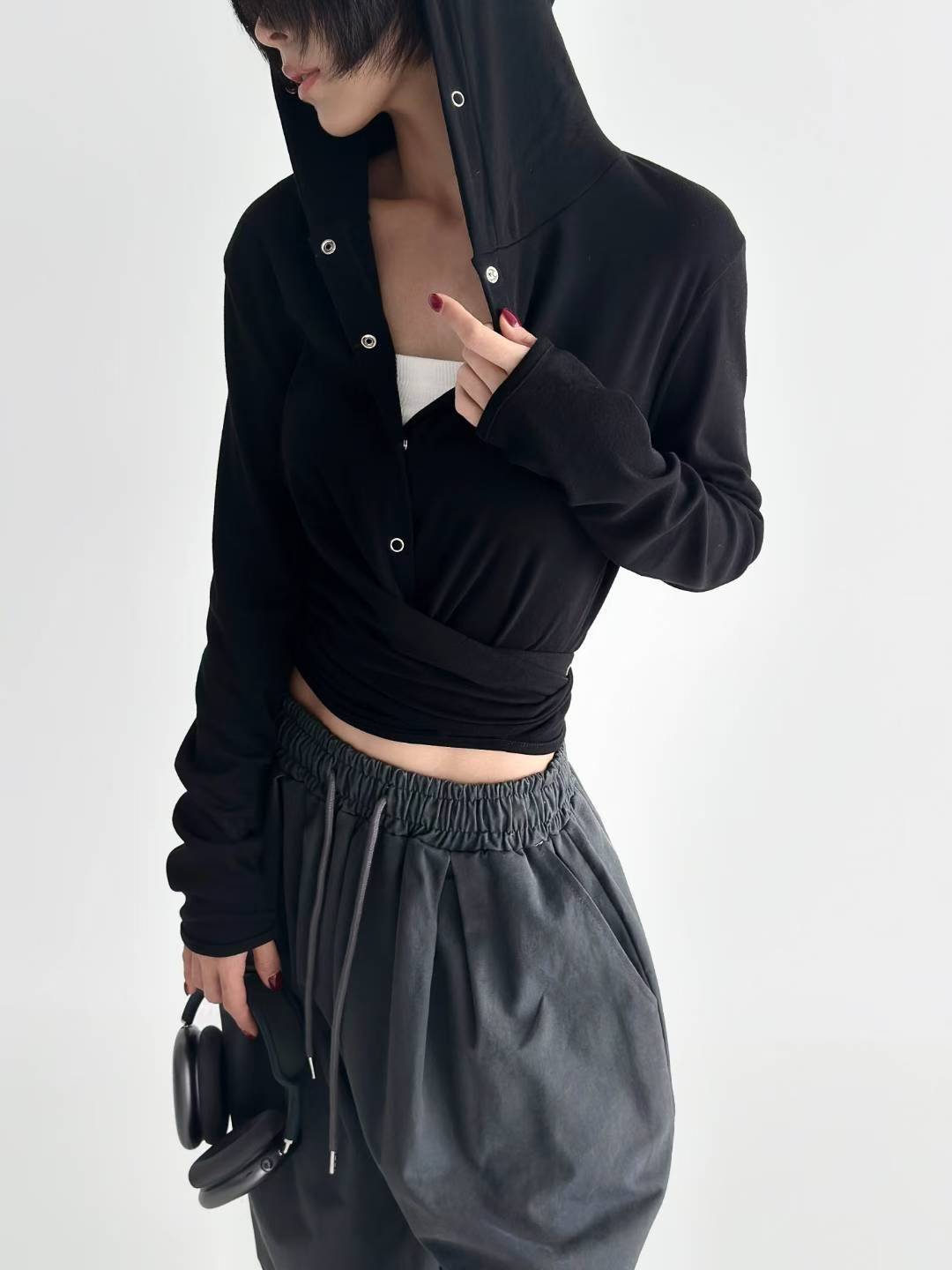 啪鈕綁腳有帽衫