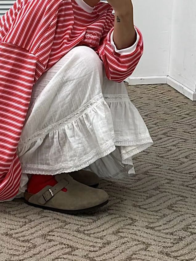Lace腳半摺長裙
