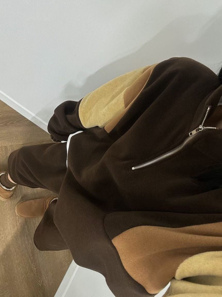 拼色拉鏈絨Tee(set裝可另購𢇁绒短褲）