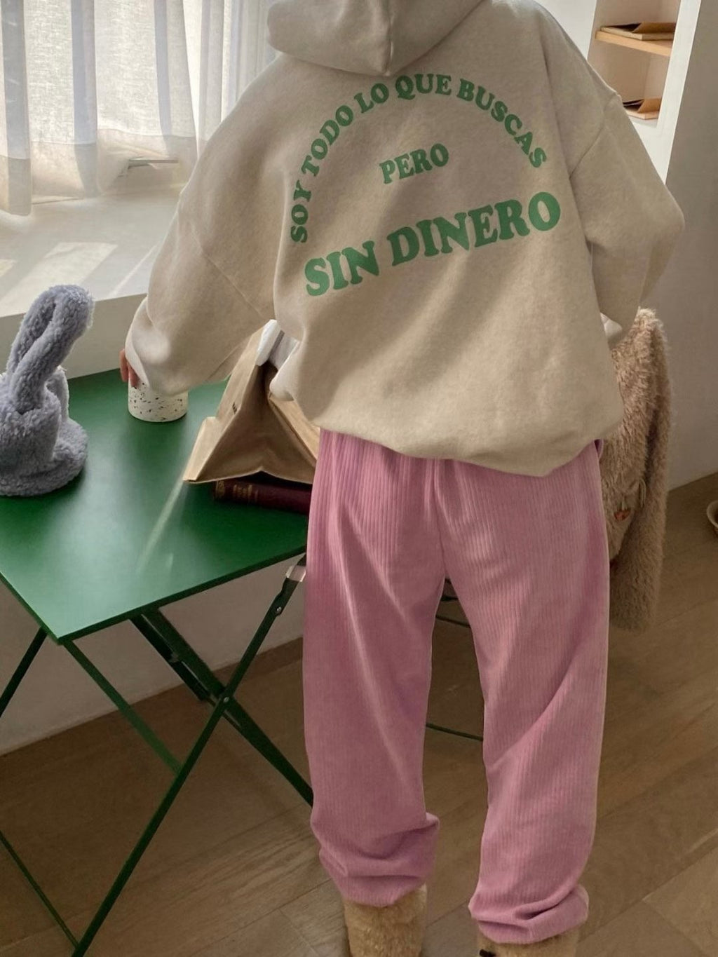 “SIN DINERO”有帽抓毛衛衣