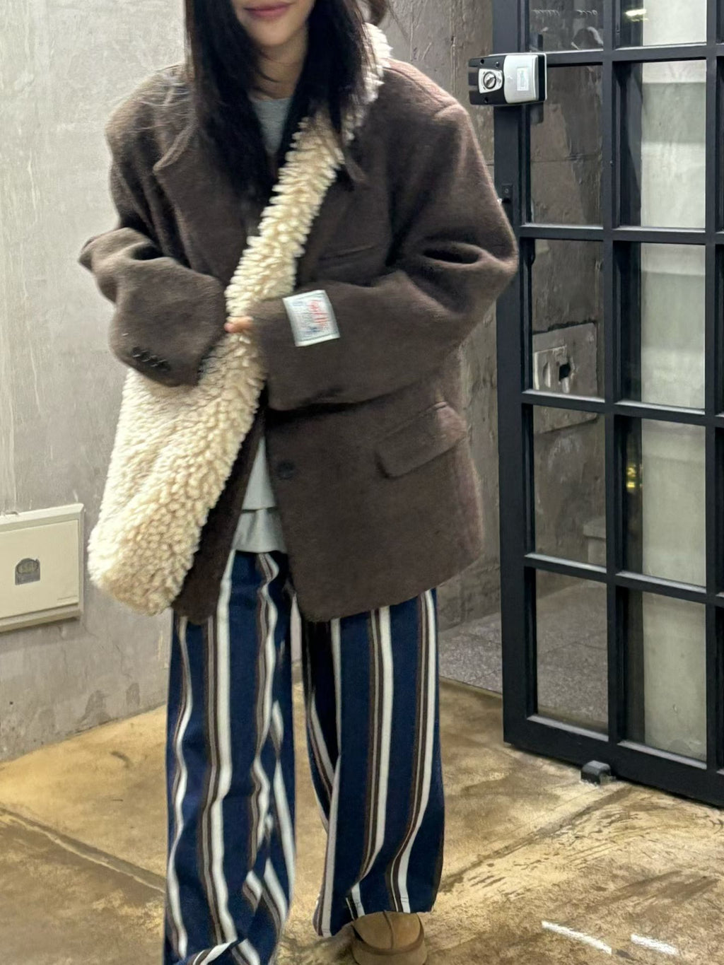 彩間磨毛闊腳褲