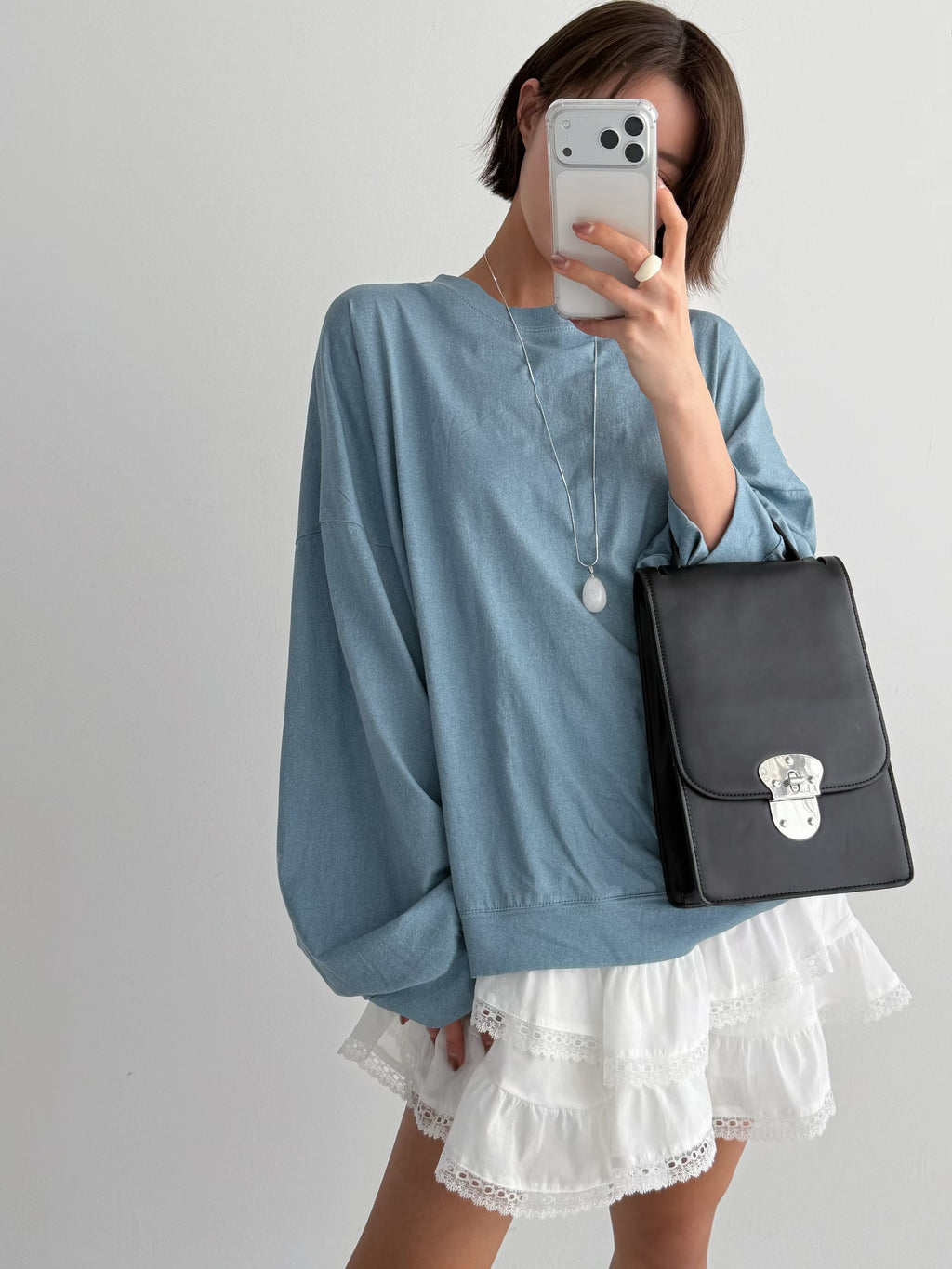 束袖淨色長Tee