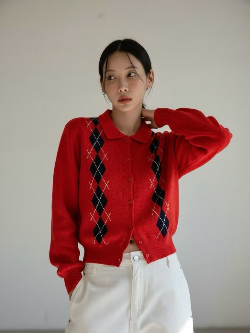 反領菱格冷外套