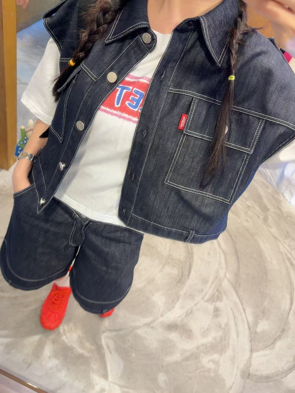 牛仔短背心外套