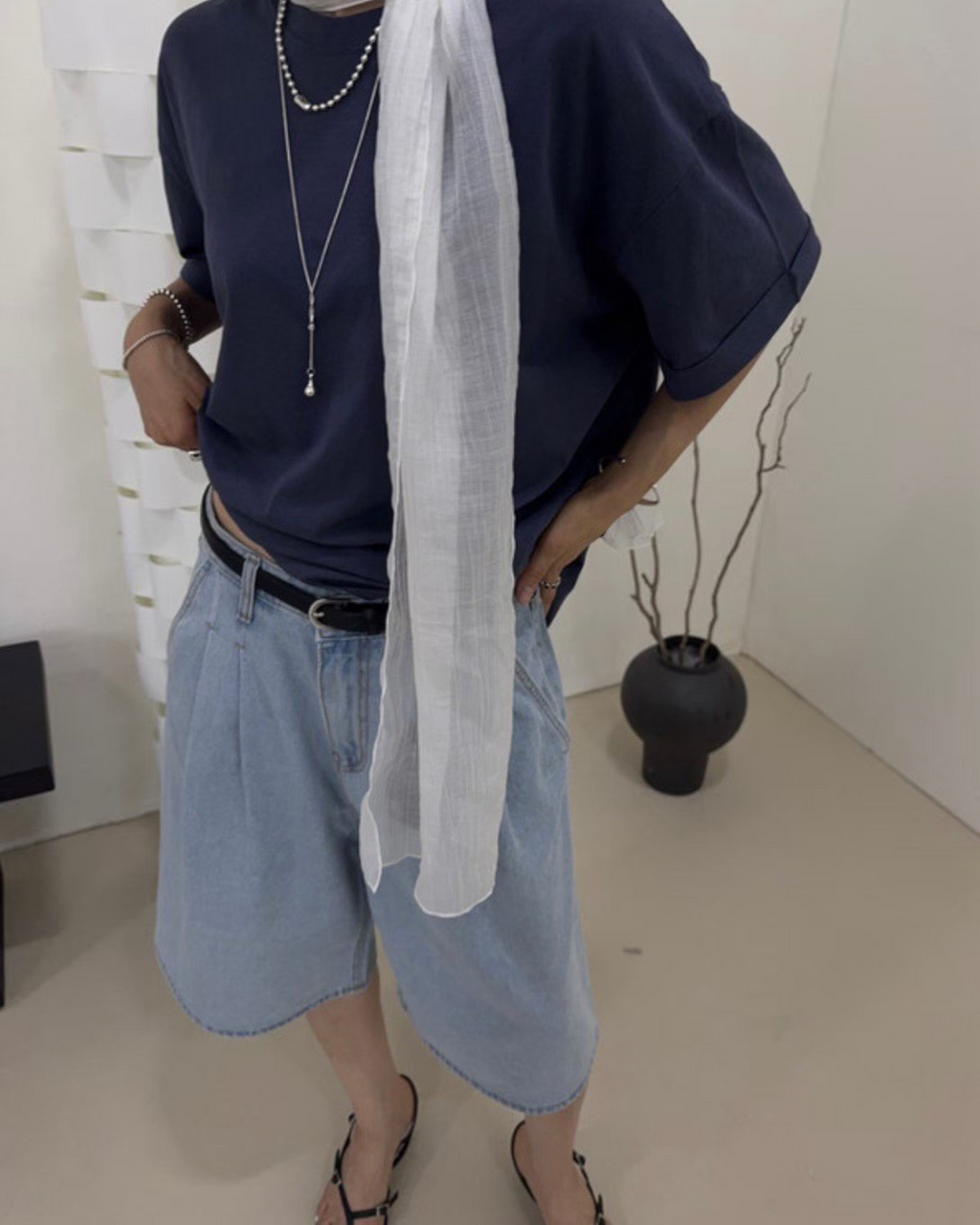摺袖長Tee
