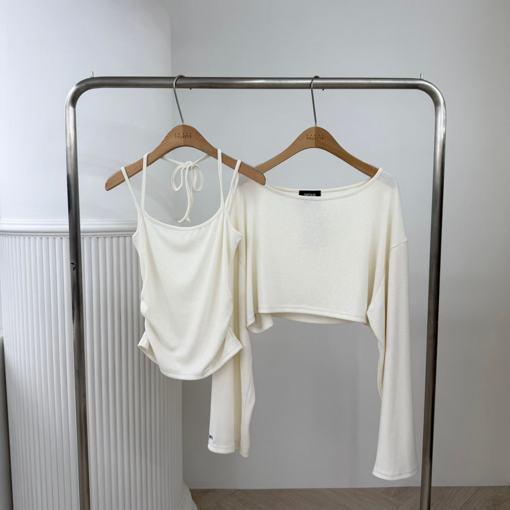 綁頸吊帶短Tee set