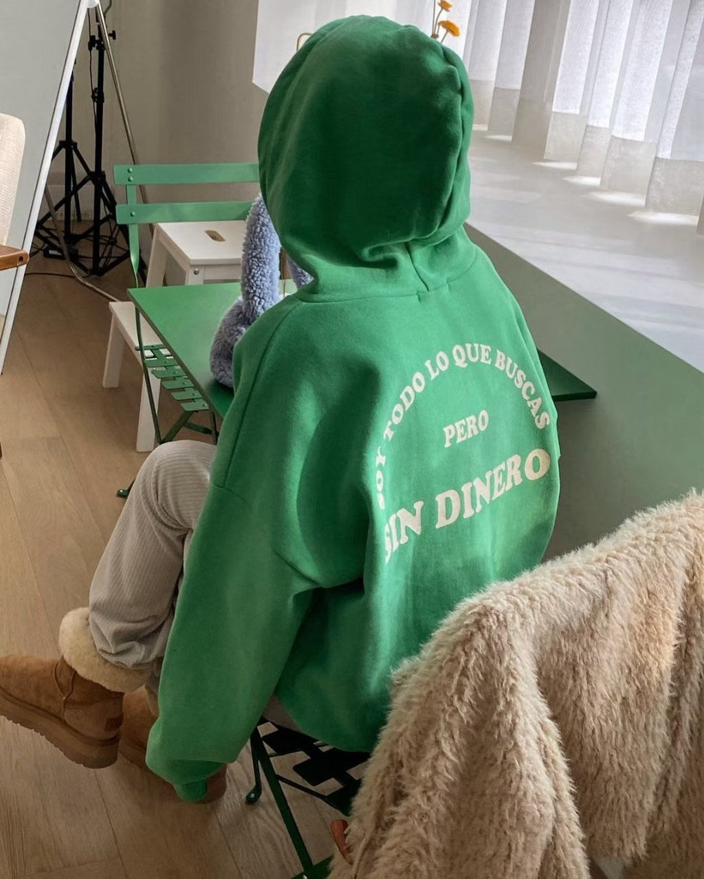 “SIN DINERO”有帽抓毛衛衣