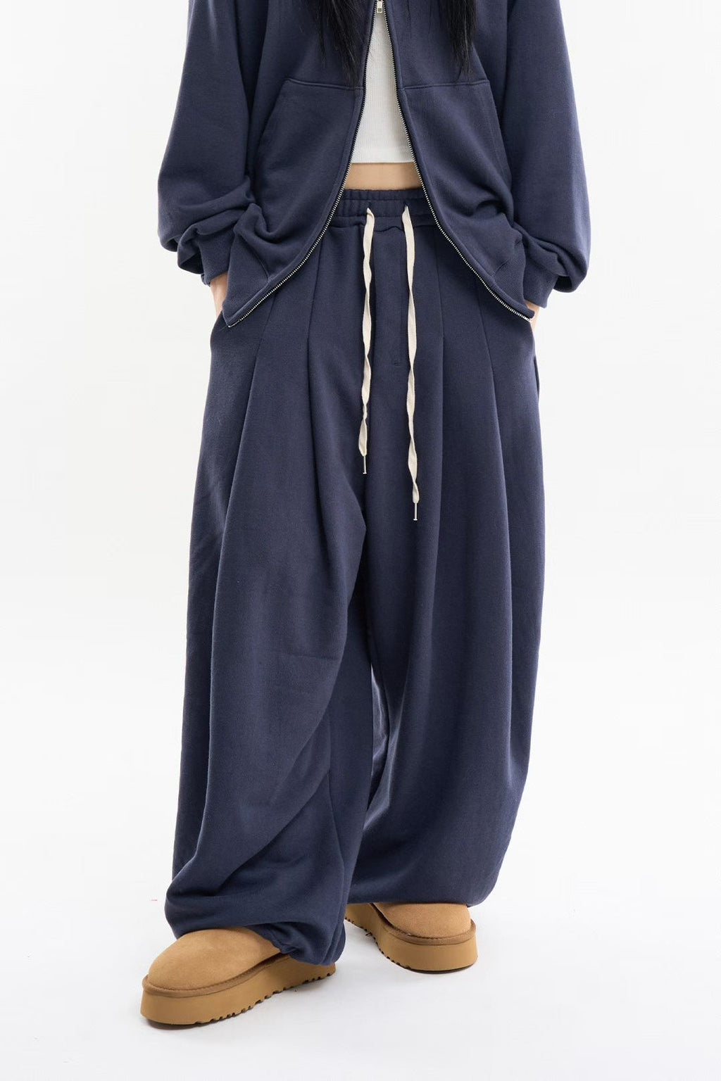 布料闊褲(set裝可另購有帽zip up外套)