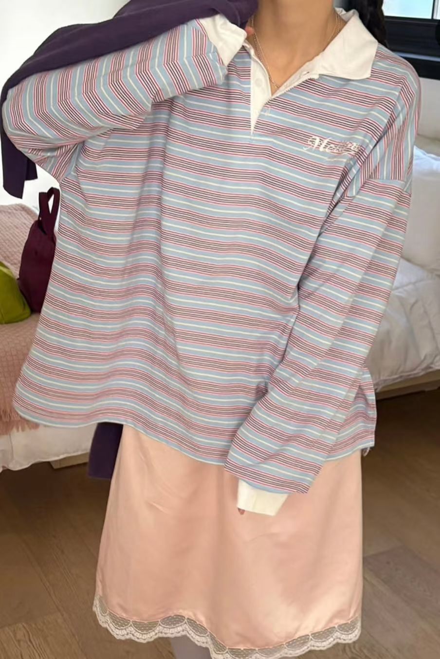 彩間Polo領長Tee