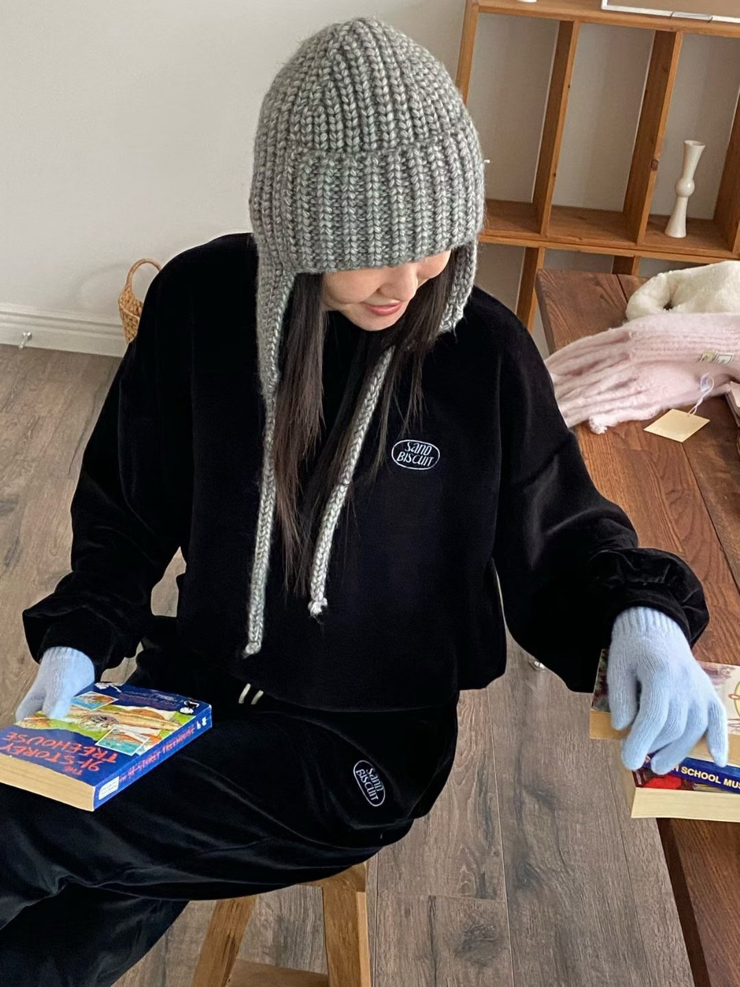 絲絨束袖Tee (set裝可另購𢇁絨長褲)