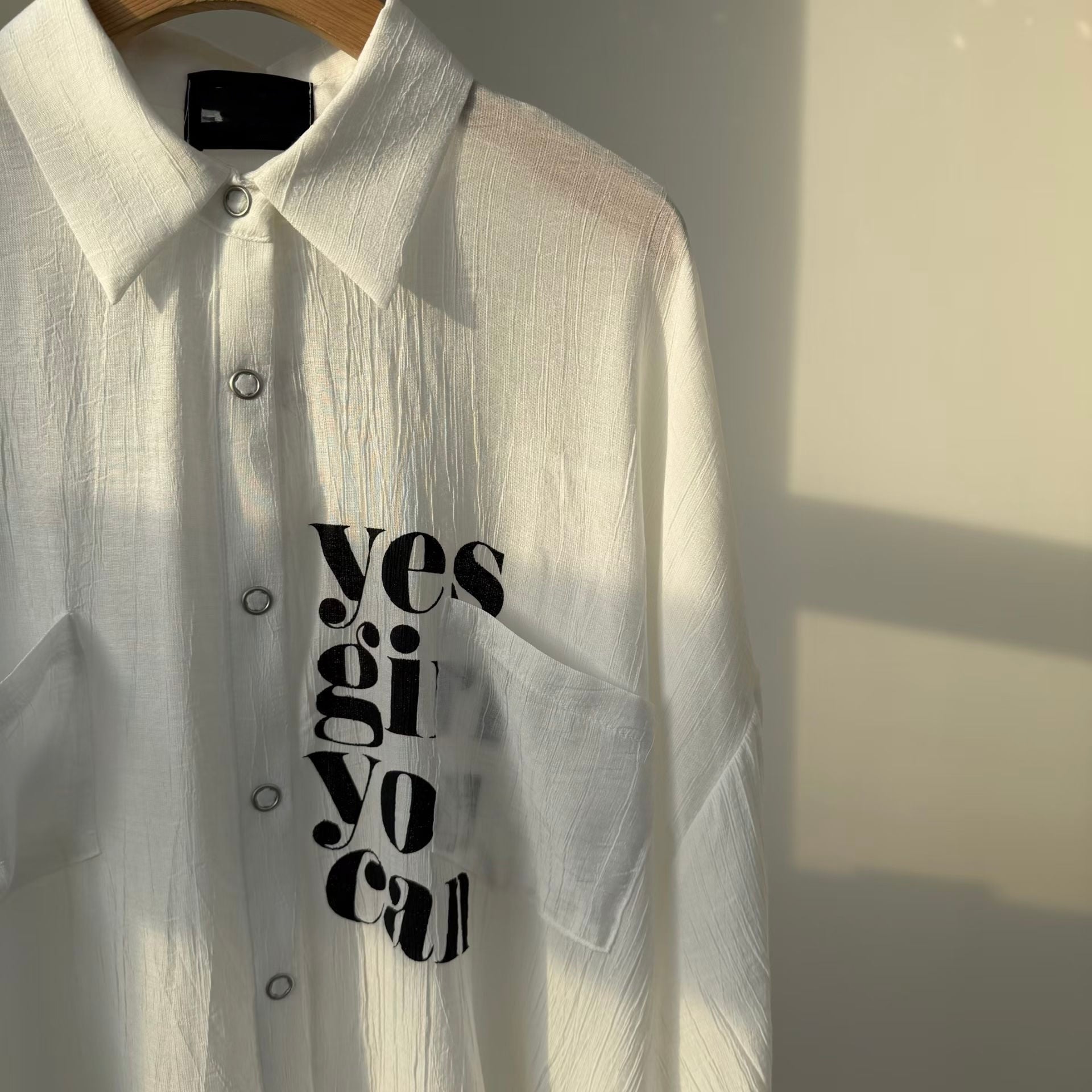 英文字pocket 雪紡長恤衫