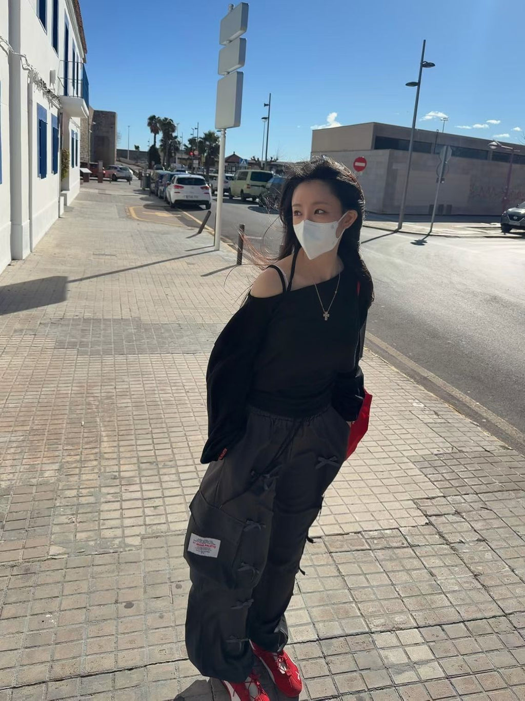 綁頸吊帶短Tee set