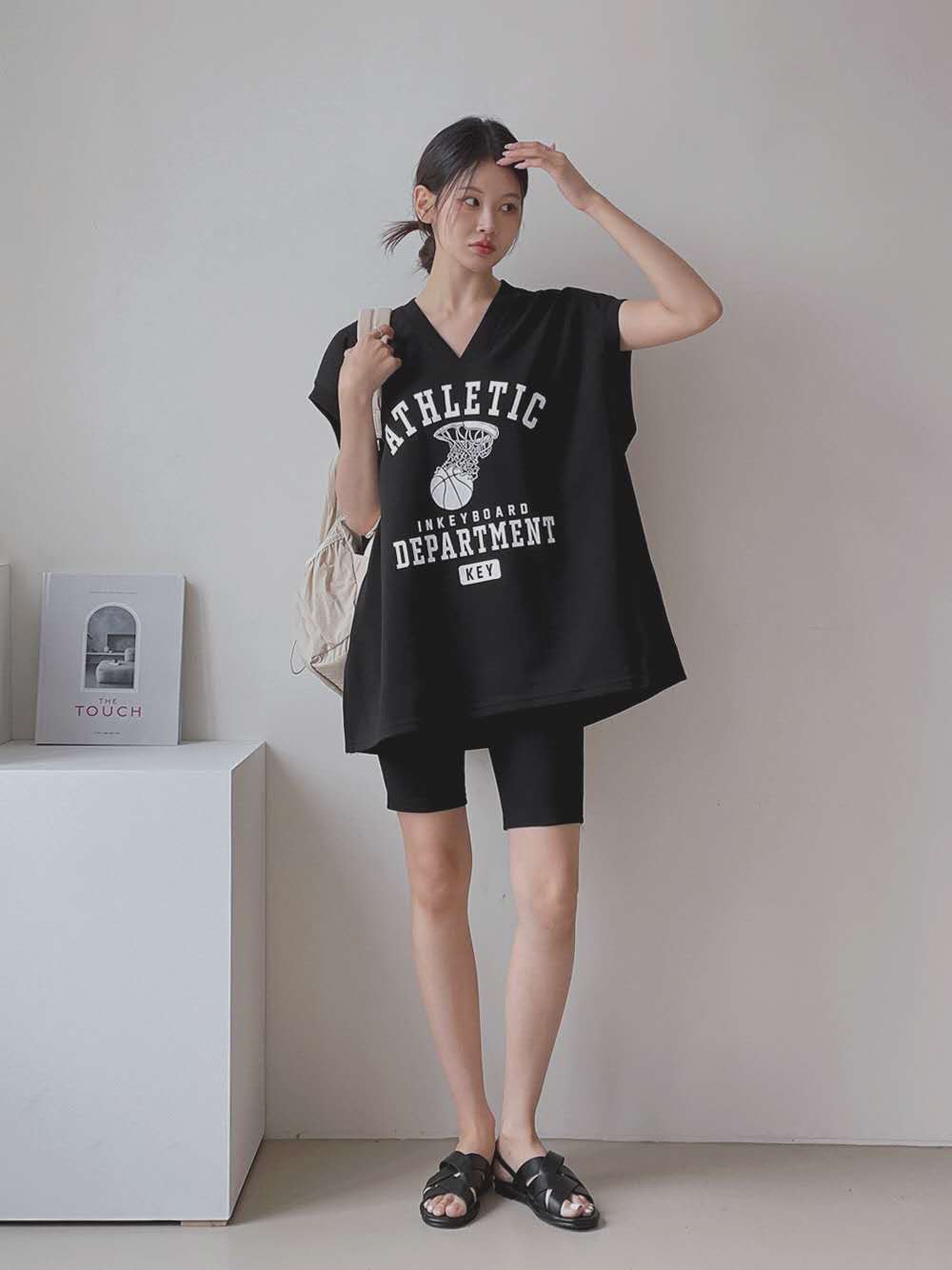“ATHLETIC” V領背心單車褲set